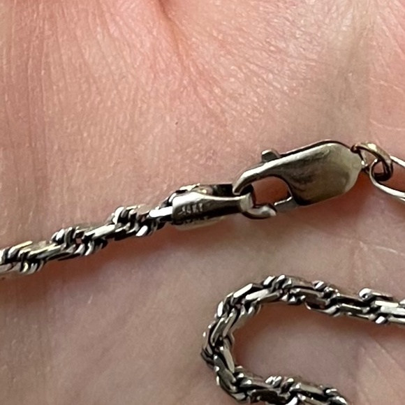 Solid 14k white gold rope chain bracelet 7inch - Picture 2 of 4